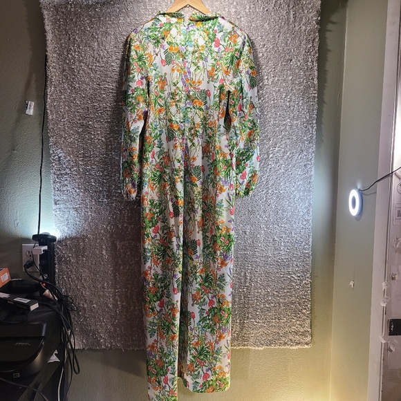 Vintage Concept Swirl 70s Bonwit Teller Floral Maxi Dress back Zip Read - Picture 2 of 16